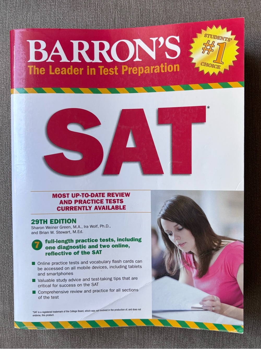 Barron's SAT 29th Edition Study Guide Sharon Weiner Green Paperback Exam Prep
